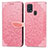 Coque Portefeuille Motif Fantaisie Livre Cuir Etui Clapet S04D pour Samsung Galaxy M21s Or Rose