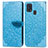 Coque Portefeuille Motif Fantaisie Livre Cuir Etui Clapet S04D pour Samsung Galaxy M31 Prime Edition Bleu