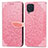 Coque Portefeuille Motif Fantaisie Livre Cuir Etui Clapet S04D pour Samsung Galaxy M32 4G Or Rose