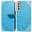 Coque Portefeuille Motif Fantaisie Livre Cuir Etui Clapet S04D pour Samsung Galaxy S21 5G Bleu