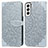 Coque Portefeuille Motif Fantaisie Livre Cuir Etui Clapet S04D pour Samsung Galaxy S21 5G Gris