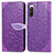 Coque Portefeuille Motif Fantaisie Livre Cuir Etui Clapet S04D pour Sony Xperia 10 IV SO-52C Violet