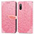 Coque Portefeuille Motif Fantaisie Livre Cuir Etui Clapet S04D pour Sony Xperia Ace II Or Rose