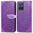 Coque Portefeuille Motif Fantaisie Livre Cuir Etui Clapet S04D pour Vivo iQOO Z6 5G Violet