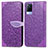 Coque Portefeuille Motif Fantaisie Livre Cuir Etui Clapet S04D pour Vivo V21 5G Violet