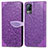 Coque Portefeuille Motif Fantaisie Livre Cuir Etui Clapet S04D pour Vivo V21e 4G Violet