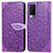 Coque Portefeuille Motif Fantaisie Livre Cuir Etui Clapet S04D pour Vivo V21e 5G Violet