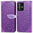 Coque Portefeuille Motif Fantaisie Livre Cuir Etui Clapet S04D pour Vivo V23 5G Violet