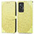 Coque Portefeuille Motif Fantaisie Livre Cuir Etui Clapet S04D pour Vivo X70 5G Jaune