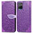 Coque Portefeuille Motif Fantaisie Livre Cuir Etui Clapet S04D pour Vivo Y21 Violet