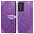 Coque Portefeuille Motif Fantaisie Livre Cuir Etui Clapet S04D pour Vivo Y74s 5G Violet