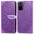 Coque Portefeuille Motif Fantaisie Livre Cuir Etui Clapet S04D pour Xiaomi Poco M5S Violet