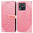 Coque Portefeuille Motif Fantaisie Livre Cuir Etui Clapet S04D pour Xiaomi Redmi 10 India Or Rose