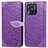 Coque Portefeuille Motif Fantaisie Livre Cuir Etui Clapet S04D pour Xiaomi Redmi 10 Power Violet