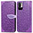 Coque Portefeuille Motif Fantaisie Livre Cuir Etui Clapet S04D pour Xiaomi Redmi Note 10T 5G Violet