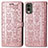 Coque Portefeuille Motif Fantaisie Livre Cuir Etui Clapet S05D pour Nokia C210 Or Rose