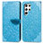 Coque Portefeuille Motif Fantaisie Livre Cuir Etui Clapet S07D pour Samsung Galaxy S21 Ultra 5G Bleu