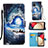 Coque Portefeuille Motif Fantaisie Livre Cuir Etui Clapet Y02B pour Samsung Galaxy A03s Bleu Royal