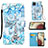 Coque Portefeuille Motif Fantaisie Livre Cuir Etui Clapet Y02B pour Samsung Galaxy A12 Bleu Clair