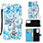 Coque Portefeuille Motif Fantaisie Livre Cuir Etui Clapet Y02B pour Samsung Galaxy A13 4G Bleu Clair