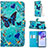 Coque Portefeuille Motif Fantaisie Livre Cuir Etui Clapet Y02B pour Samsung Galaxy A21 European Bleu Ciel