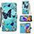 Coque Portefeuille Motif Fantaisie Livre Cuir Etui Clapet Y02B pour Samsung Galaxy A21s Bleu Ciel