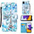 Coque Portefeuille Motif Fantaisie Livre Cuir Etui Clapet Y02B pour Samsung Galaxy A22s 5G Bleu Clair