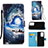 Coque Portefeuille Motif Fantaisie Livre Cuir Etui Clapet Y02B pour Samsung Galaxy A33 5G Bleu Royal