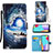Coque Portefeuille Motif Fantaisie Livre Cuir Etui Clapet Y02B pour Samsung Galaxy A52s 5G Bleu Royal