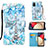 Coque Portefeuille Motif Fantaisie Livre Cuir Etui Clapet Y02B pour Samsung Galaxy F02S SM-E025F Bleu Clair