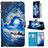 Coque Portefeuille Motif Fantaisie Livre Cuir Etui Clapet Y02B pour Samsung Galaxy S20 5G Bleu Royal