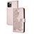 Coque Portefeuille Motif Fantaisie Livre Cuir Etui Clapet Y02X pour Apple iPhone 13 Pro Max Or Rose