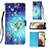 Coque Portefeuille Motif Fantaisie Livre Cuir Etui Clapet Y03B pour Samsung Galaxy A12 5G Bleu Ciel