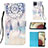 Coque Portefeuille Motif Fantaisie Livre Cuir Etui Clapet Y03B pour Samsung Galaxy A12 Bleu Clair