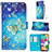 Coque Portefeuille Motif Fantaisie Livre Cuir Etui Clapet Y03B pour Samsung Galaxy A41 Bleu Ciel