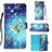 Coque Portefeuille Motif Fantaisie Livre Cuir Etui Clapet Y03B pour Samsung Galaxy Note 20 5G Bleu Ciel