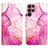 Coque Portefeuille Motif Fantaisie Livre Cuir Etui Clapet Y03B pour Samsung Galaxy S21 Ultra 5G Rose Rouge