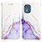 Coque Portefeuille Motif Fantaisie Livre Cuir Etui Clapet YB4 pour Nokia C02 Violet