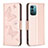 Coque Portefeuille Papillon Livre Cuir Etui Clapet B01F pour Nokia G21 Or Rose