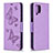 Coque Portefeuille Papillon Livre Cuir Etui Clapet B01F pour Samsung Galaxy A12 Violet Clair