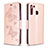 Coque Portefeuille Papillon Livre Cuir Etui Clapet B01F pour Samsung Galaxy A21 Or Rose