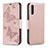 Coque Portefeuille Papillon Livre Cuir Etui Clapet B01F pour Samsung Galaxy A50 Or Rose