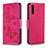 Coque Portefeuille Papillon Livre Cuir Etui Clapet B01F pour Samsung Galaxy A50 Rose Rouge