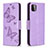 Coque Portefeuille Papillon Livre Cuir Etui Clapet B01F pour Samsung Galaxy F42 5G Violet Clair