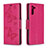 Coque Portefeuille Papillon Livre Cuir Etui Clapet B01F pour Samsung Galaxy Note 10 5G Rose Rouge