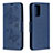 Coque Portefeuille Papillon Livre Cuir Etui Clapet B01F pour Samsung Galaxy Note 20 5G Bleu