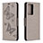 Coque Portefeuille Papillon Livre Cuir Etui Clapet B01F pour Samsung Galaxy Note 20 Ultra 5G Gris