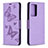 Coque Portefeuille Papillon Livre Cuir Etui Clapet B01F pour Samsung Galaxy Note 20 Ultra 5G Violet Clair