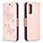 Coque Portefeuille Papillon Livre Cuir Etui Clapet B01F pour Samsung Galaxy S20 FE (2022) 5G Or Rose