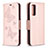 Coque Portefeuille Papillon Livre Cuir Etui Clapet B01F pour Samsung Galaxy S20 FE 4G Or Rose